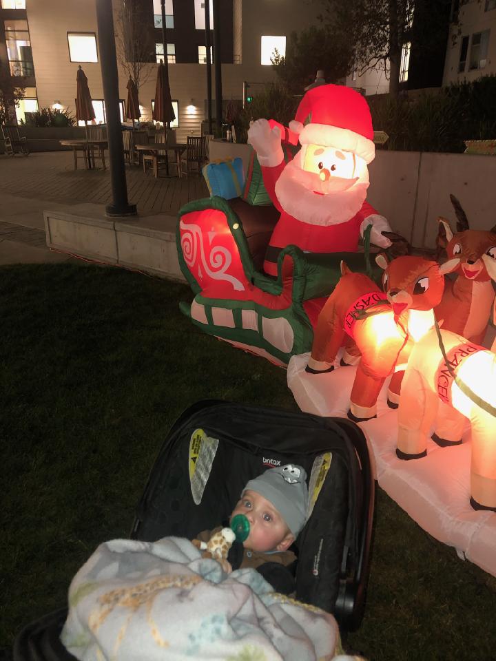 Luke and blowup santa