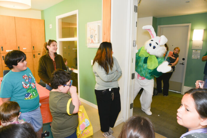 easter bunny and children