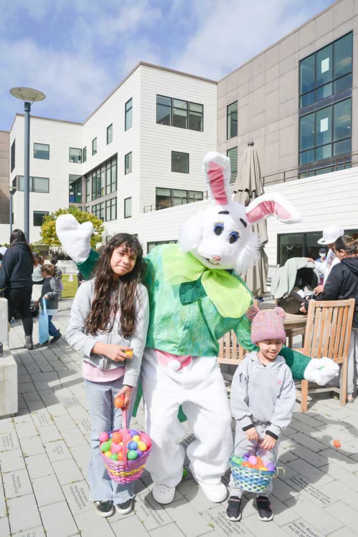 children with Easter bunny