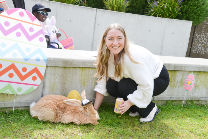 petting a bunny