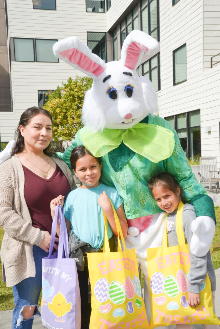 children with Easter bunny