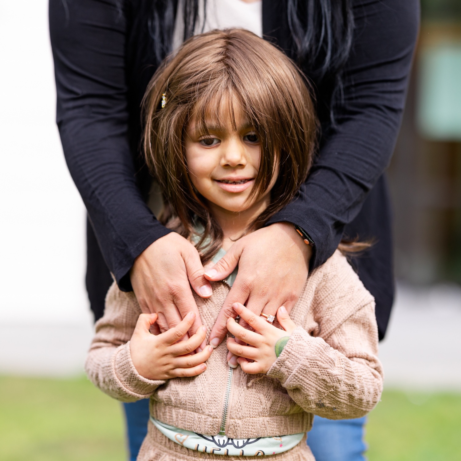 girl with hands mobile