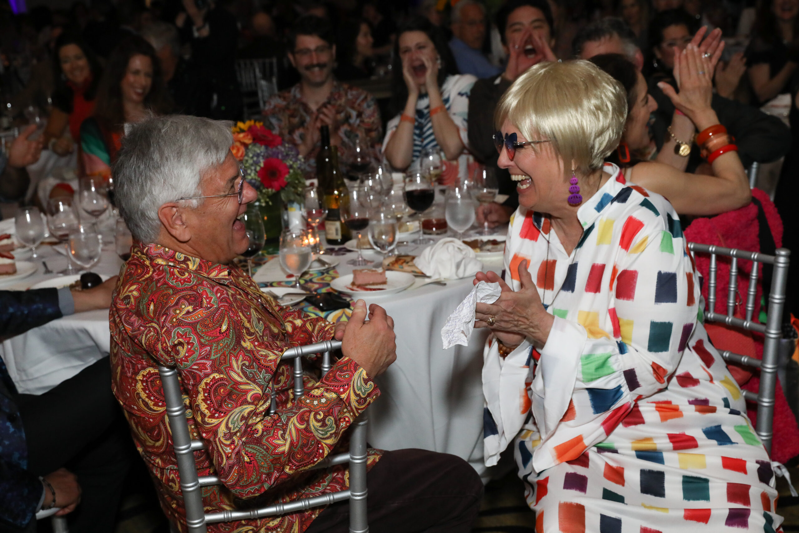 two people laughing
