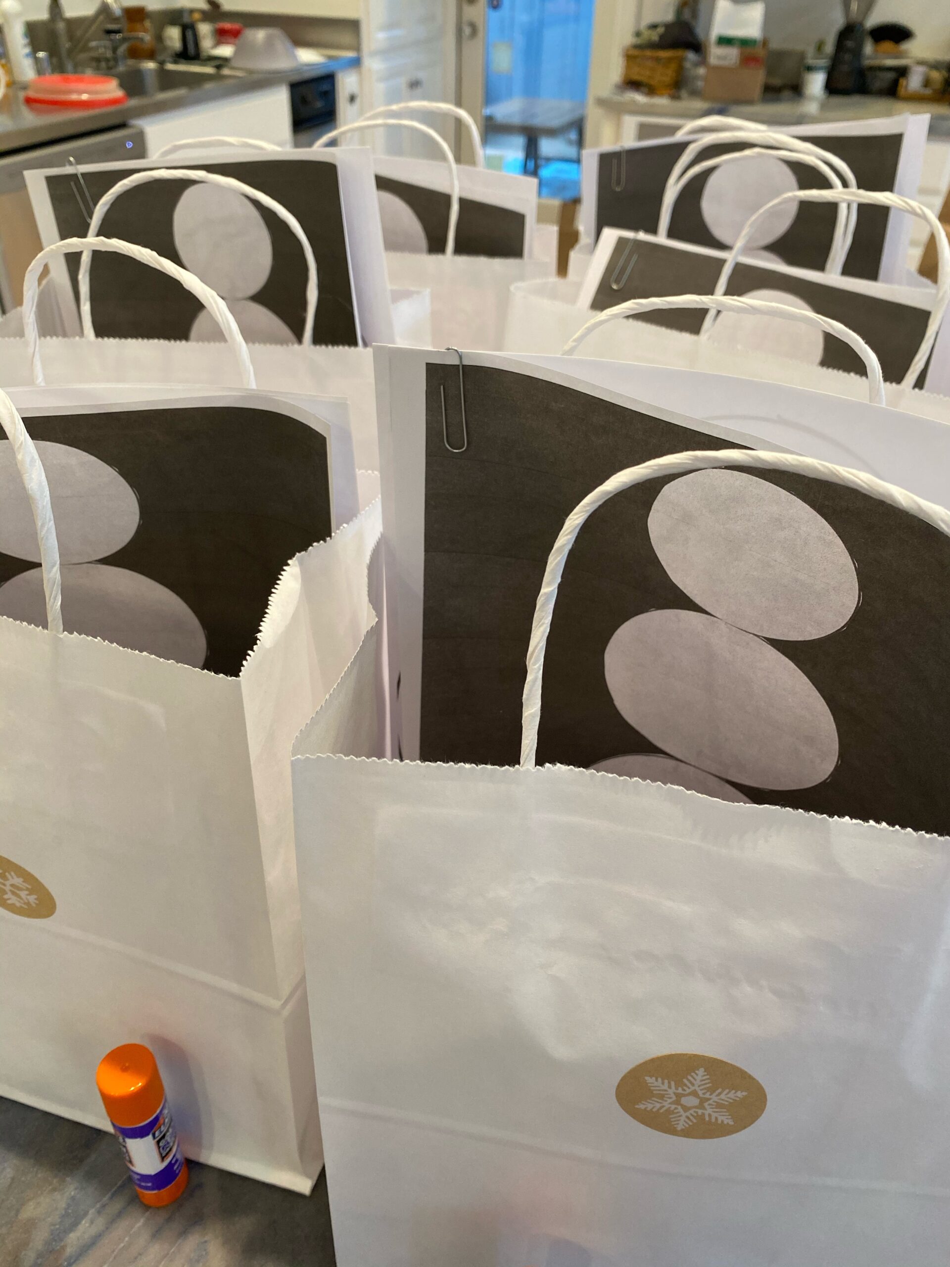 picture of several bags of snowman activity for kids at family house san francisco