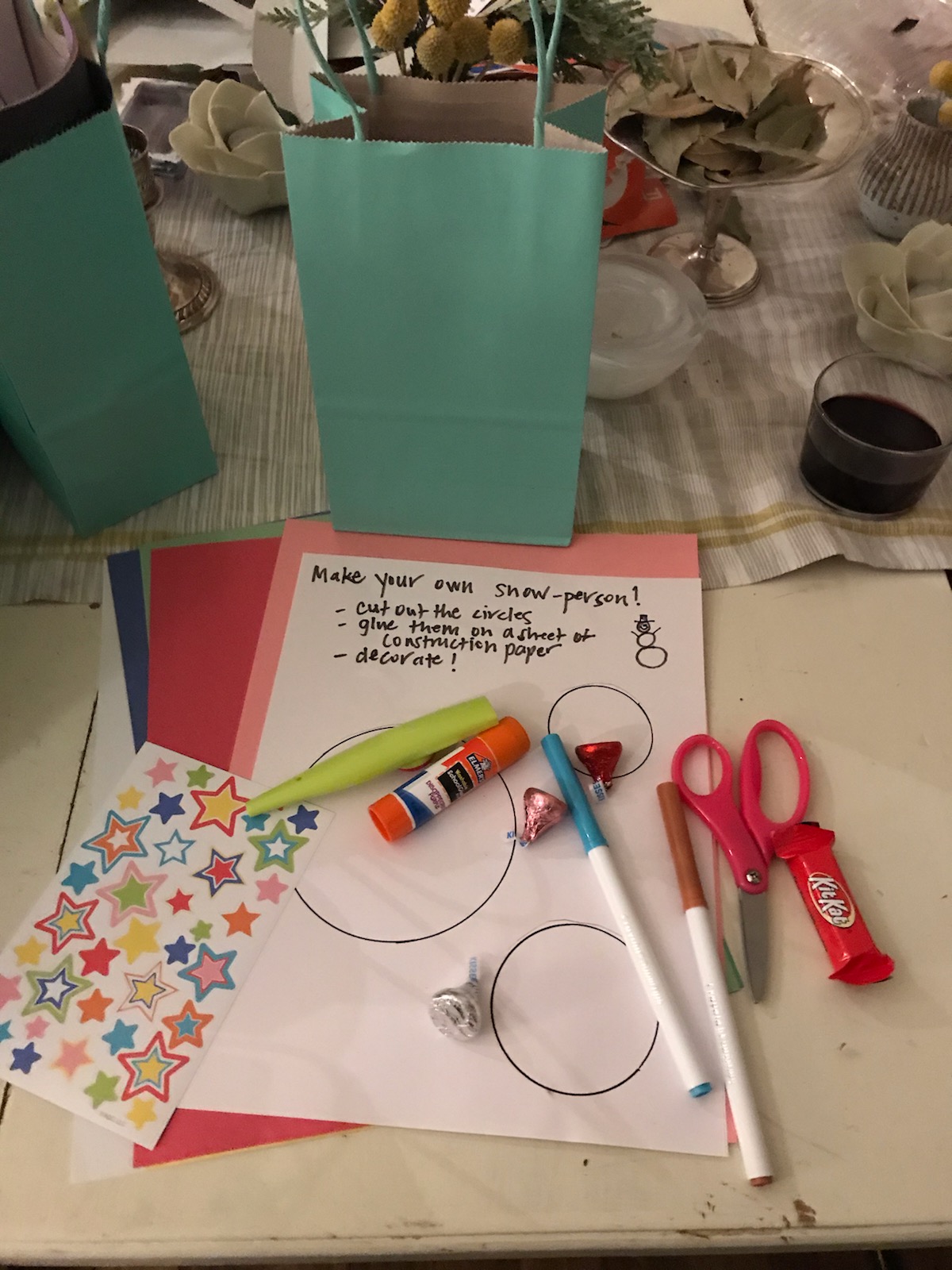 make a snowman activity with all the materials needed for kids staying at family house san francisco