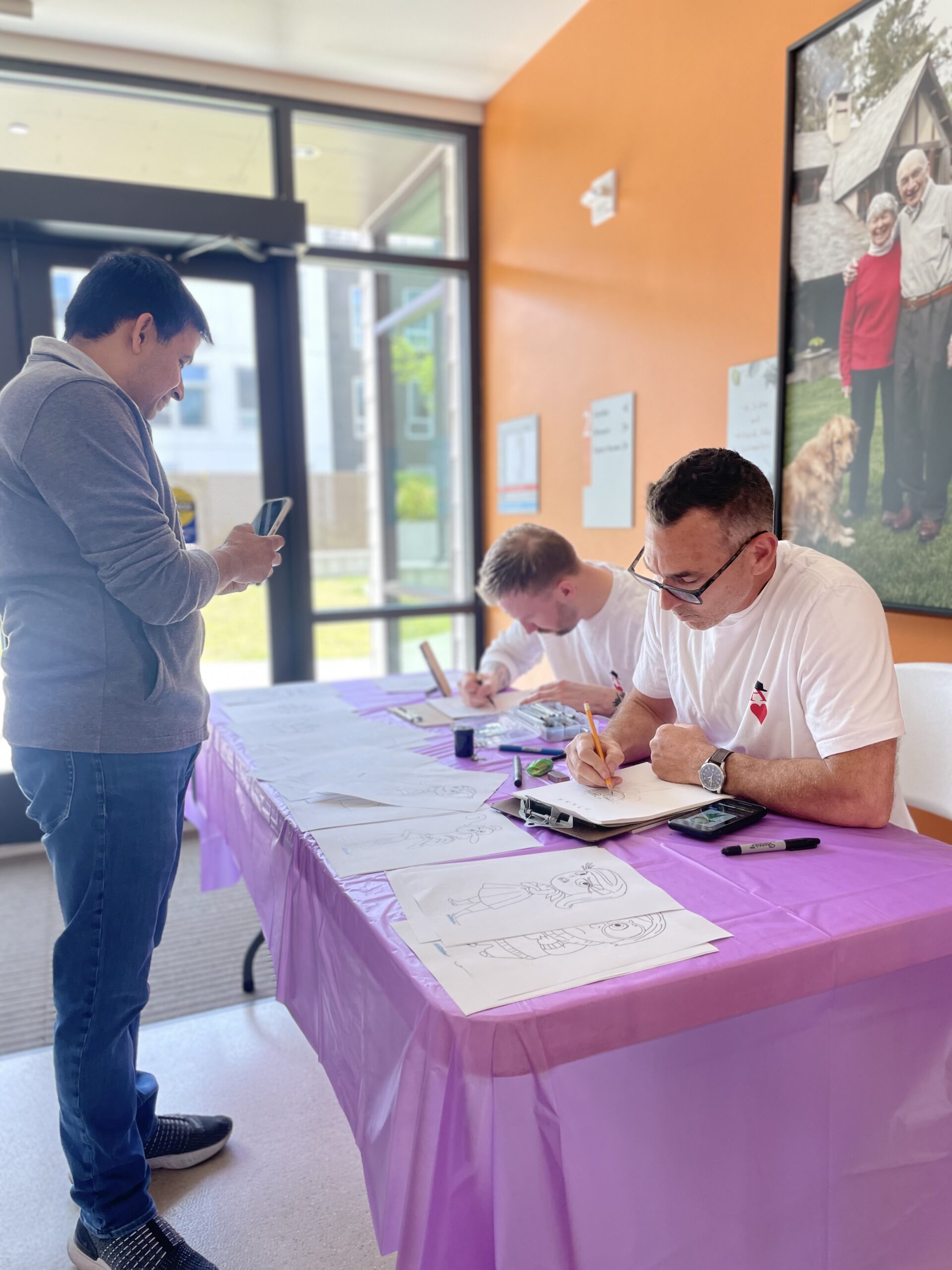 volunteers sketching