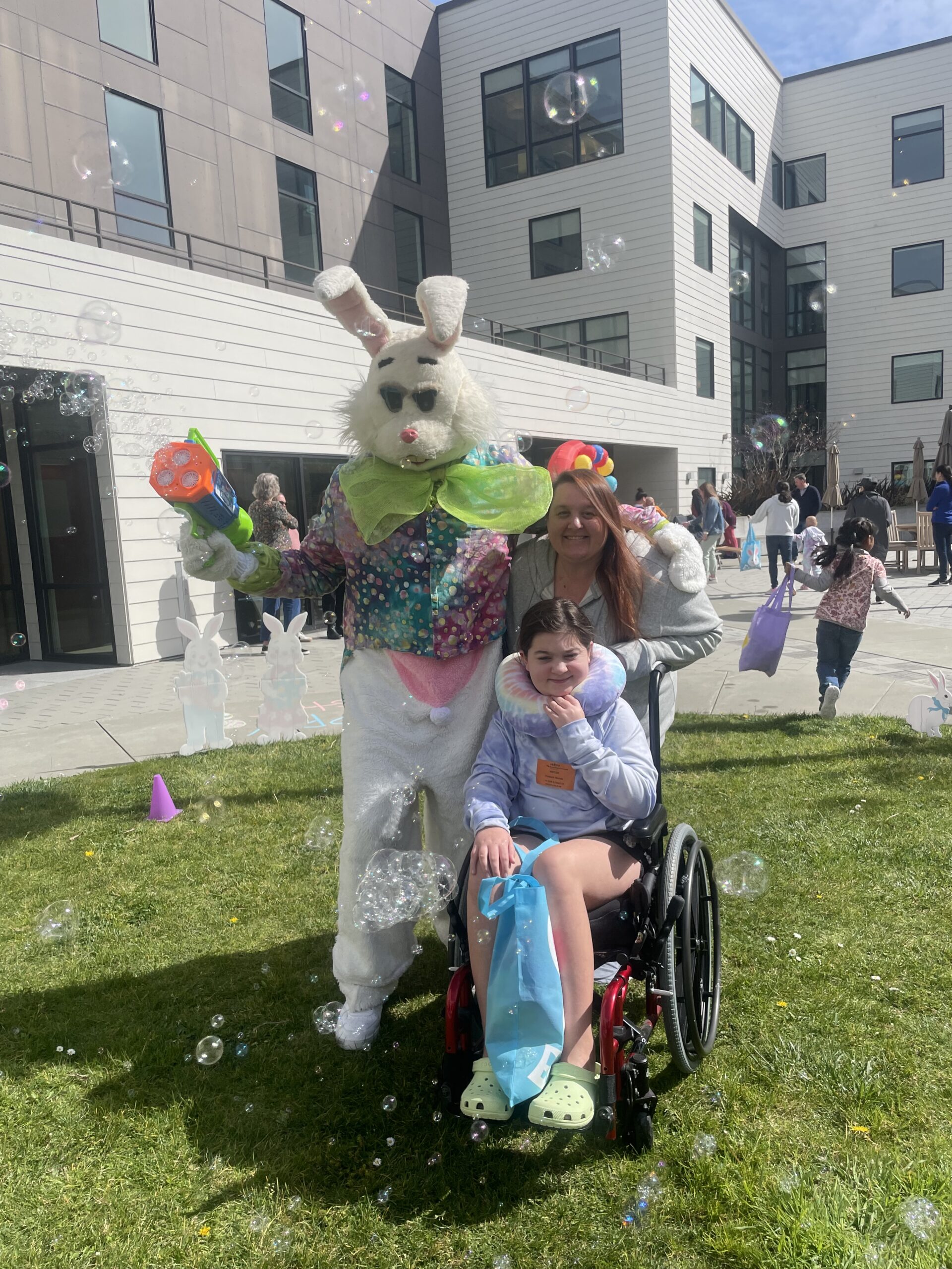 easter bunny and girls