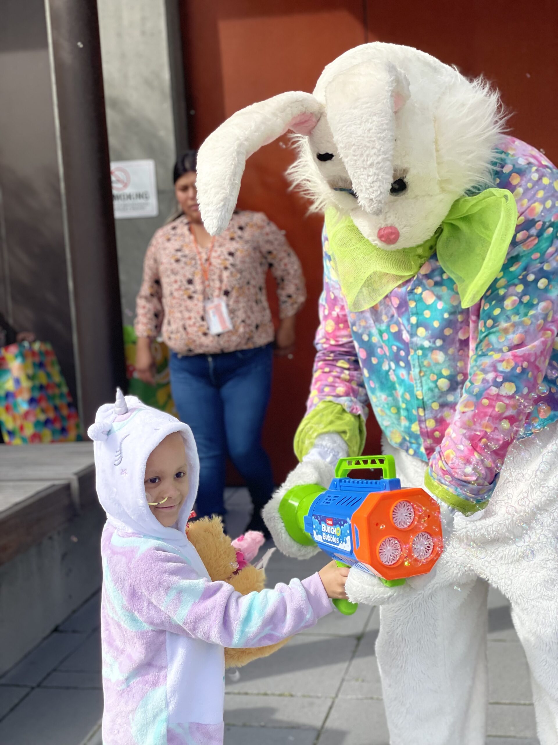 easter bunny with girl