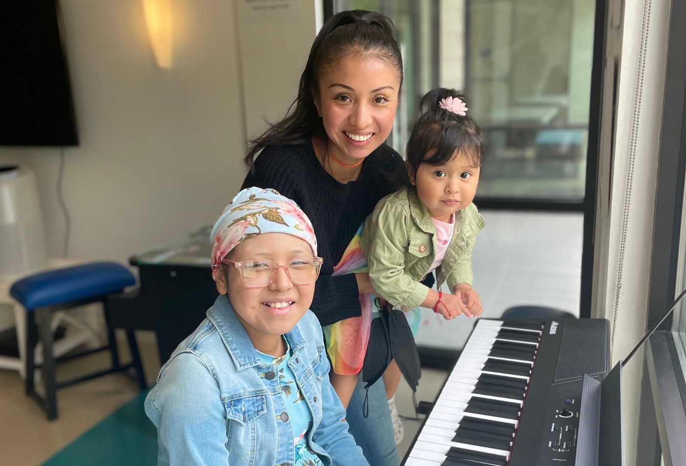 family playing piano