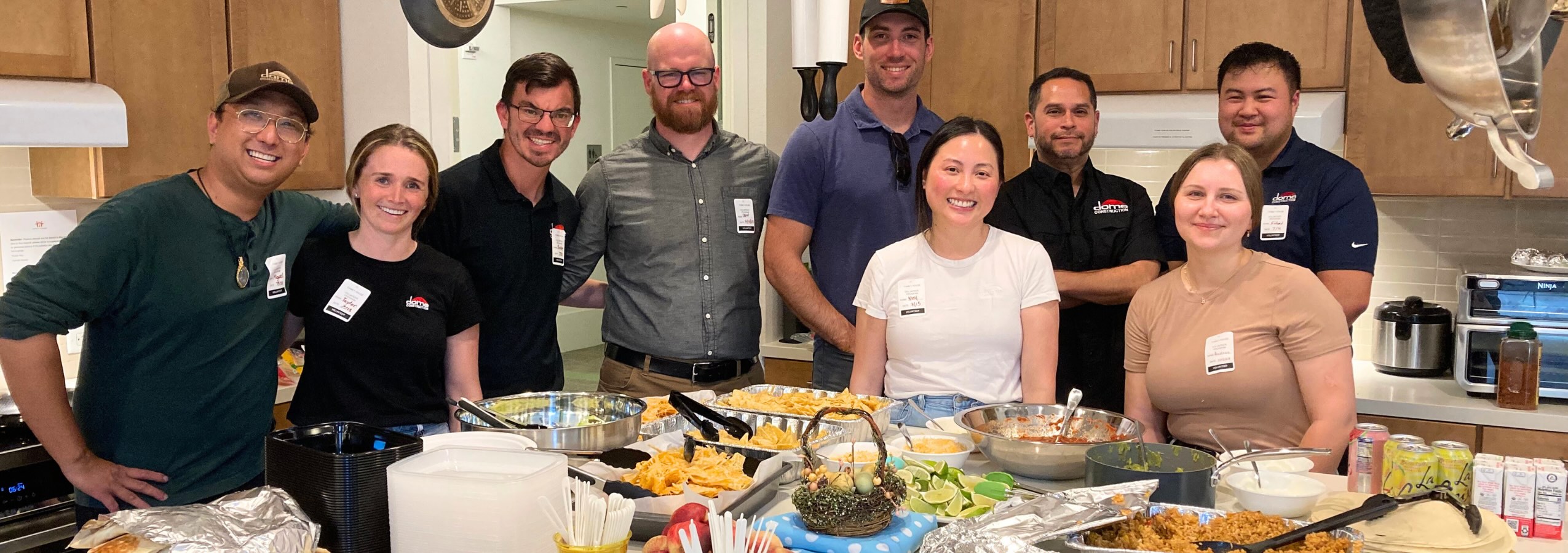 volunteers cooking dinner