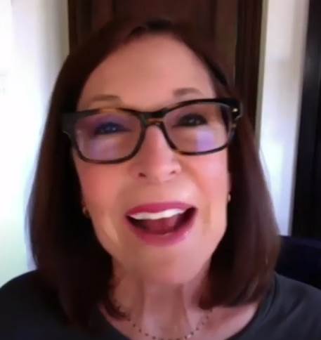 Nancy Grand leading the Town Hall online