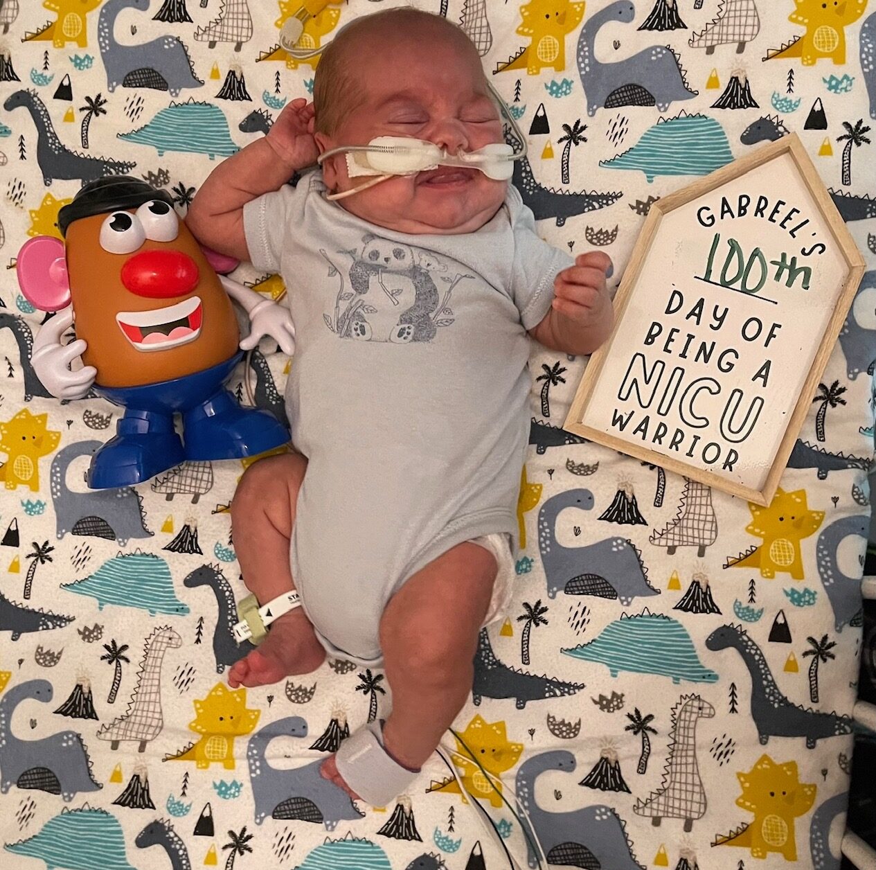 infant with mr potato head